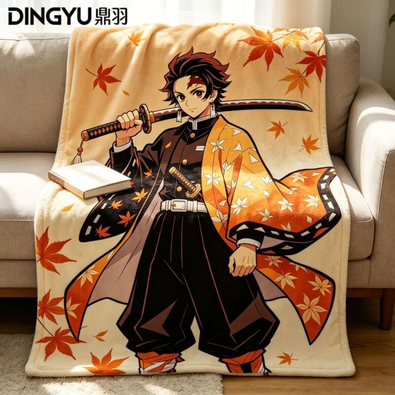 Travel Accessories As Gifts - Koc Flanelowy Anime Demon Slayer Cienki